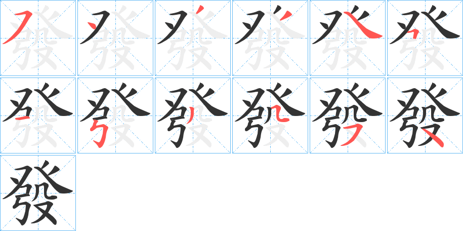 發字的笔顺分布演示