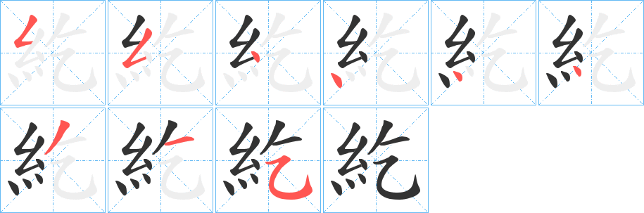 紇字的笔顺分布演示