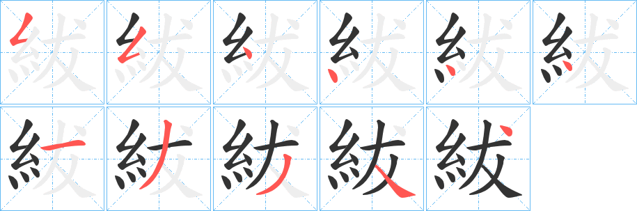 紱字的笔顺分布演示