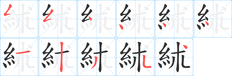 絉字的笔顺分布演示