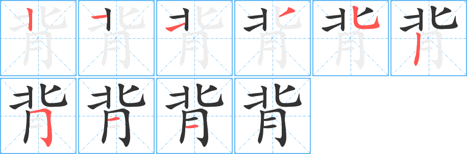 背字的笔顺分布演示