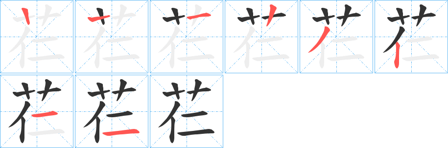 芢字的笔顺分布演示