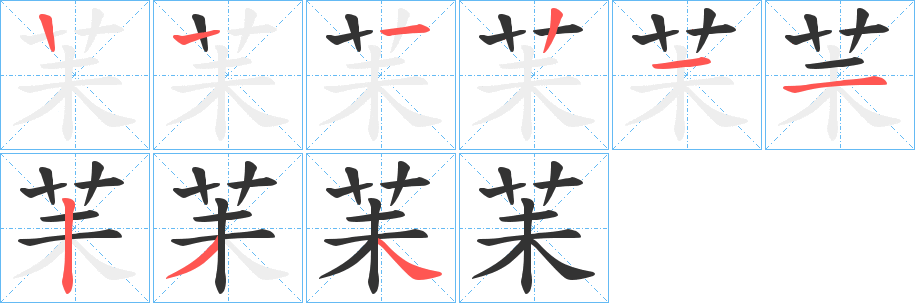 苿字的笔顺分布演示