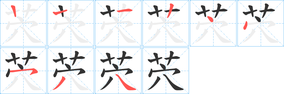 茓字的笔顺分布演示