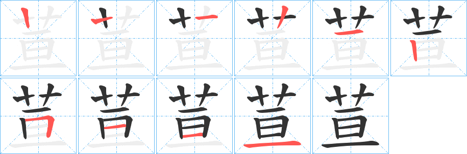 荁字的笔顺分布演示