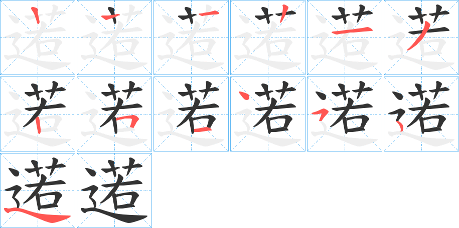 逽字的笔顺分布演示