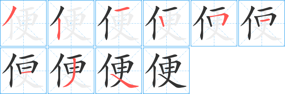 便字的笔顺分布演示