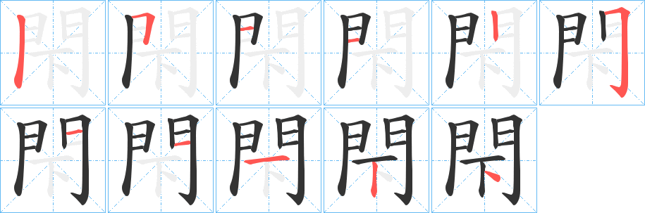 閇字的笔顺分布演示