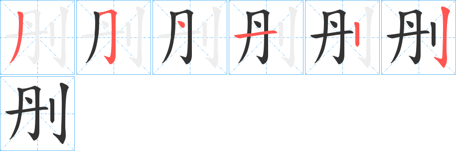 刐字的笔顺分布演示