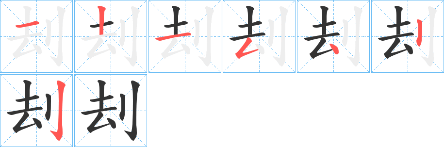 刦字的笔顺分布演示