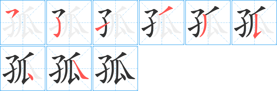 孤字的笔顺分布演示