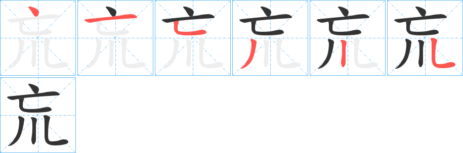 巟字的笔顺分布演示