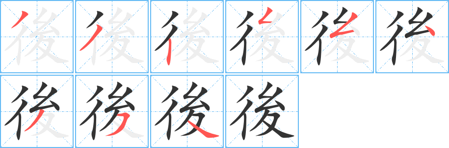 後字的笔顺分布演示