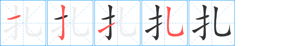 扎字的笔顺分布演示