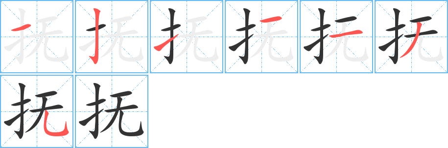 抚字的笔顺分布演示