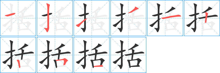 括字的笔顺分布演示