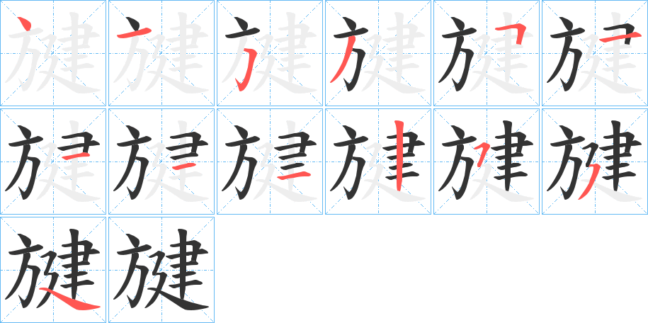 旔字的笔顺分布演示