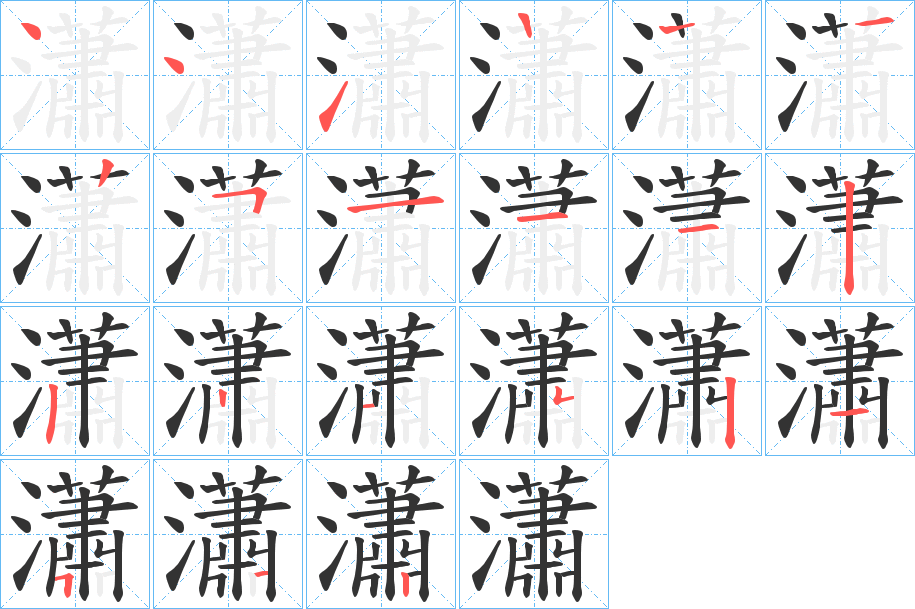 瀟字的笔顺分布演示