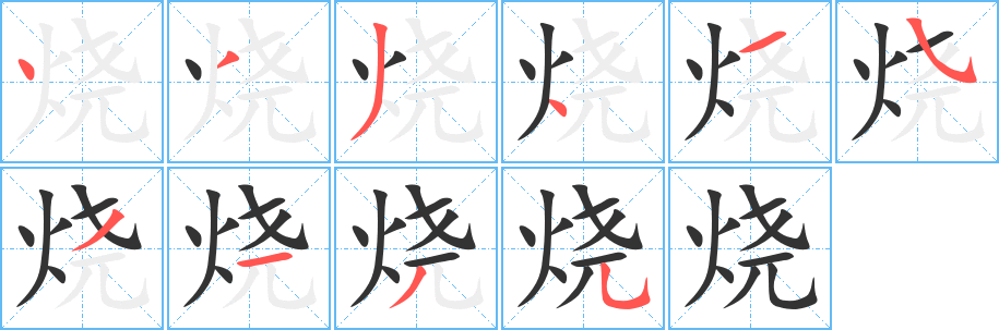 烧字的笔顺分布演示