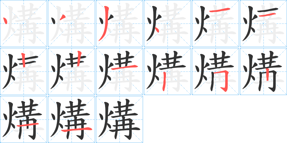 煹字的笔顺分布演示