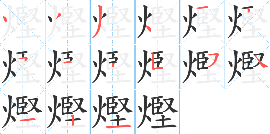 熞字的笔顺分布演示