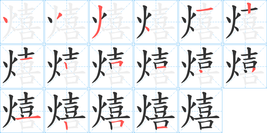 熺字的笔顺分布演示