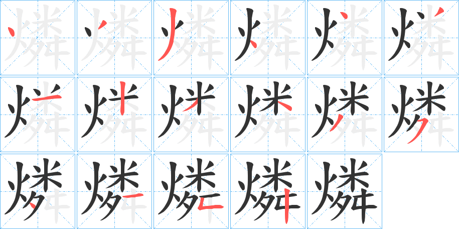 燐字的笔顺分布演示