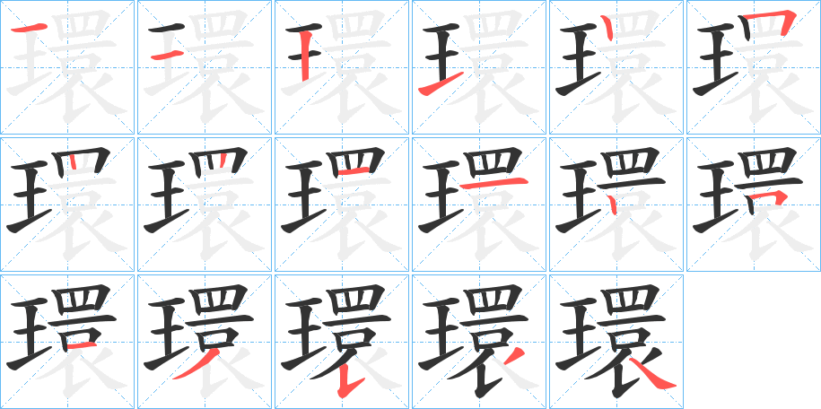 環字的笔顺分布演示