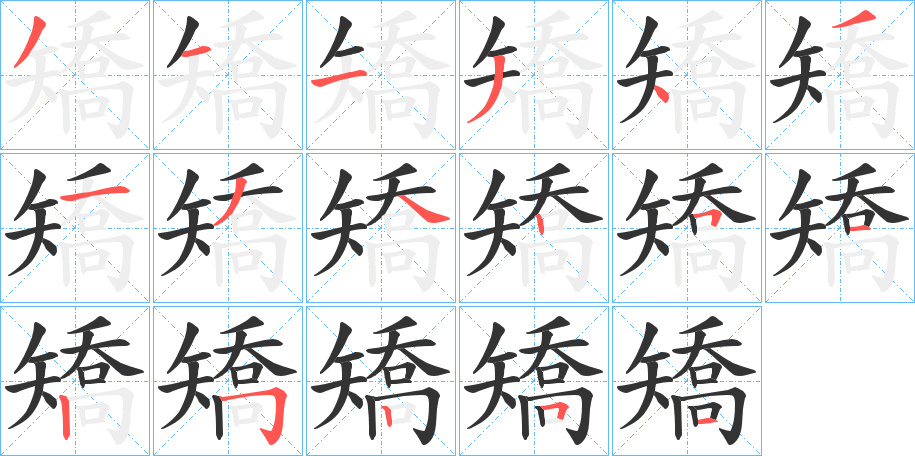 矯字的笔顺分布演示