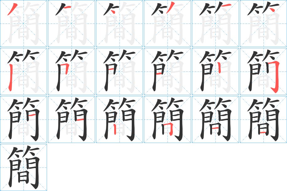 簡字的笔顺分布演示