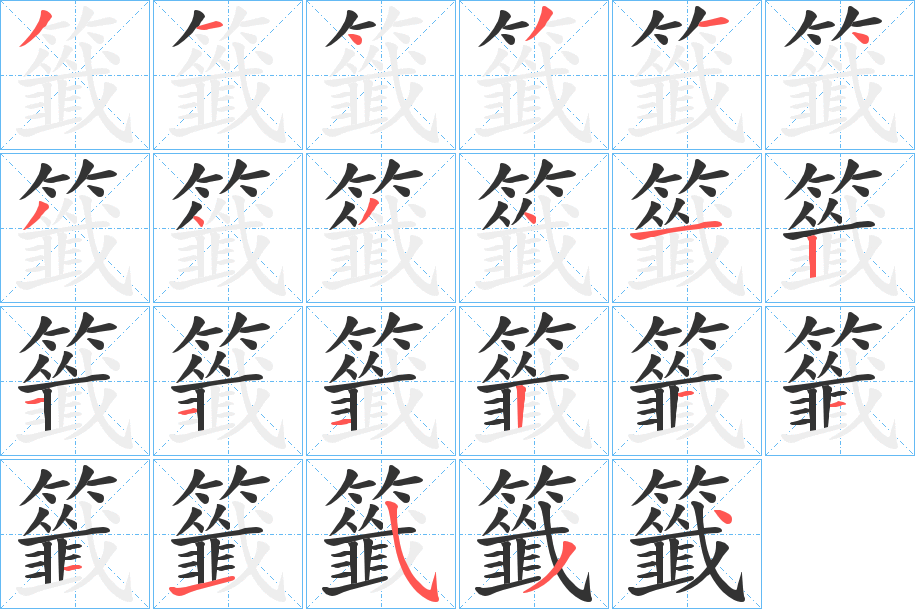 籤字的笔顺分布演示