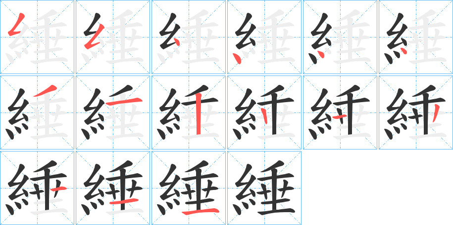 綞字的笔顺分布演示