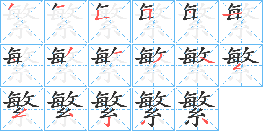 繁字的笔顺分布演示