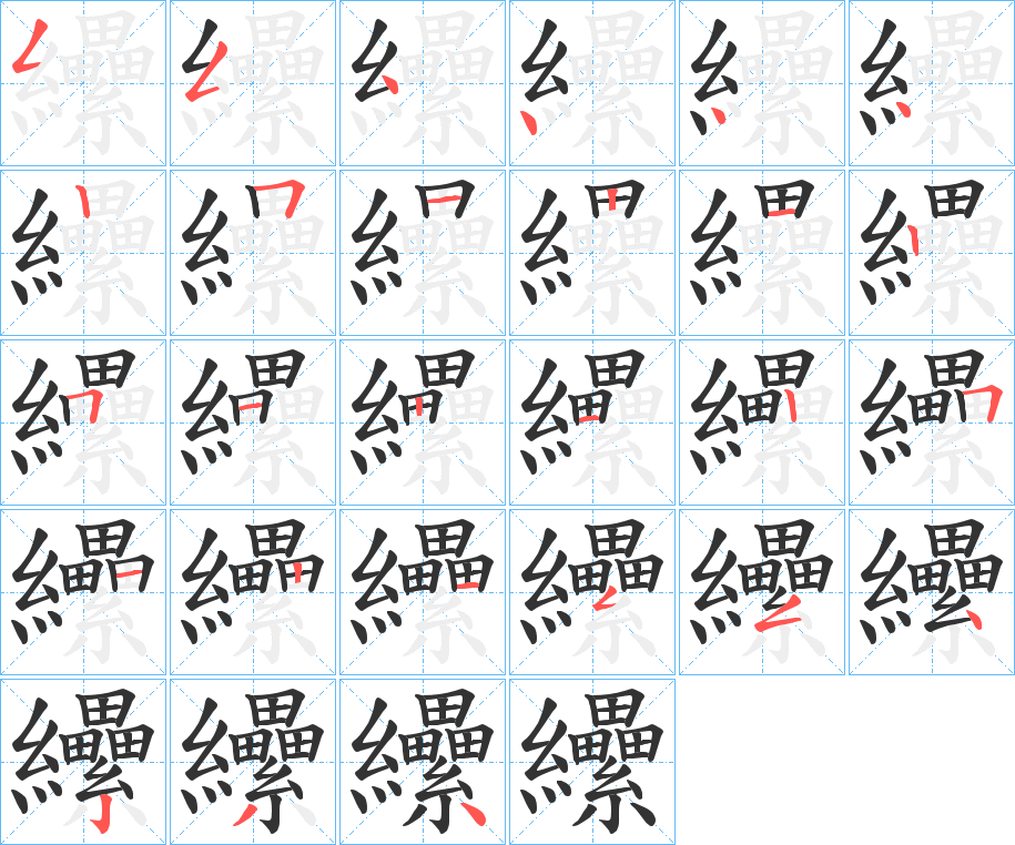 纝字的笔顺分布演示