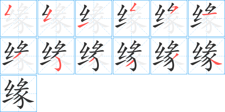 缘字的笔顺分布演示