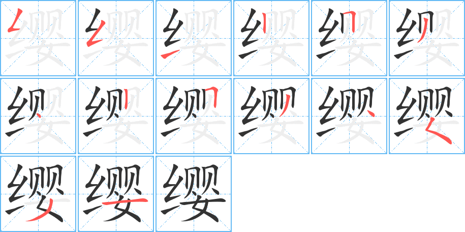 缨字的笔顺分布演示