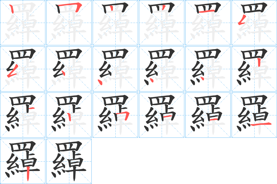 羄字的笔顺分布演示