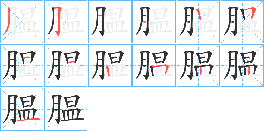 腽字的笔顺分布演示