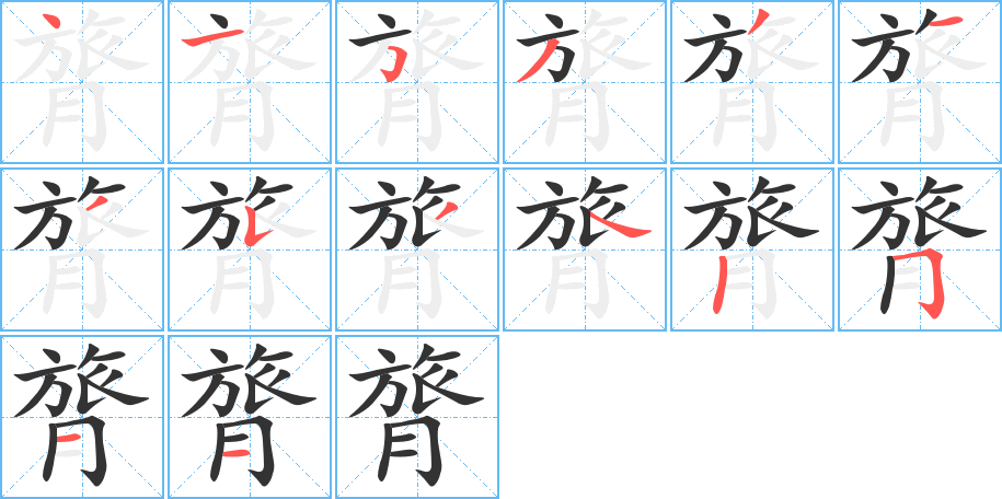 膂字的笔顺分布演示