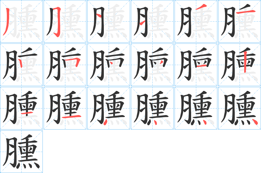 臐字的笔顺分布演示