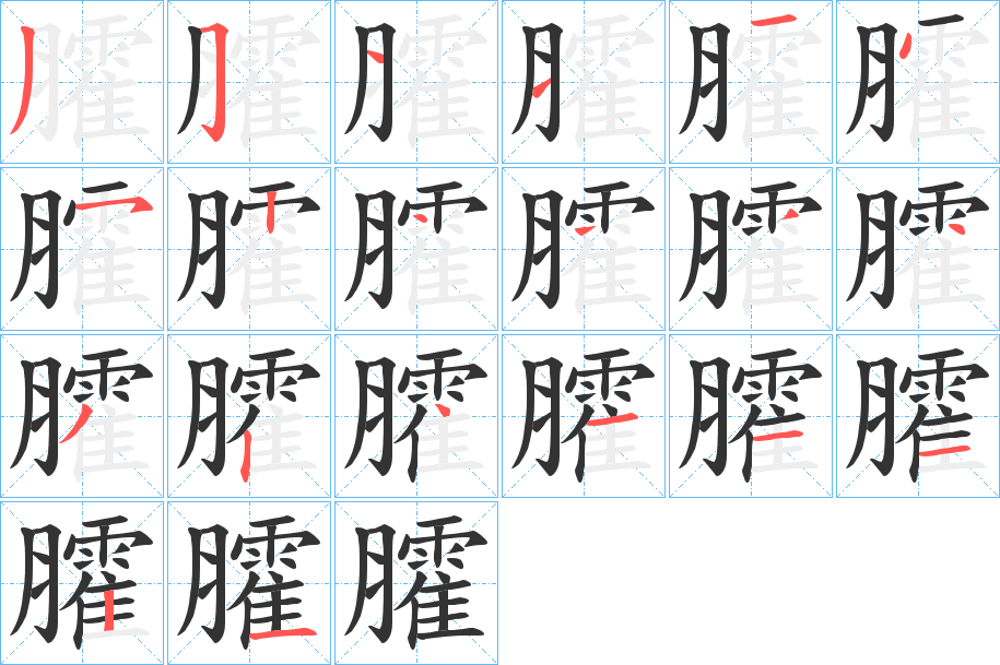 臛字的笔顺分布演示