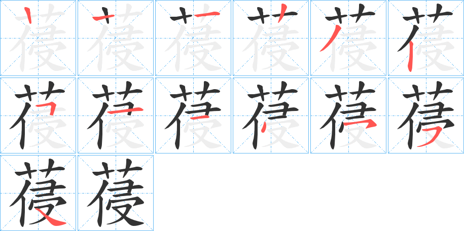 葠字的笔顺分布演示