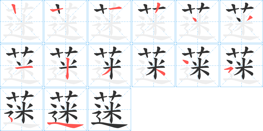 蒾字的笔顺分布演示