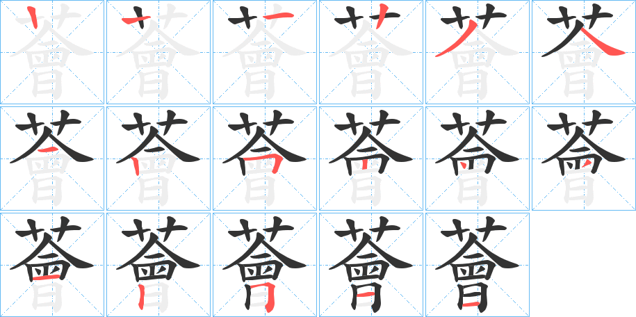 薈字的笔顺分布演示