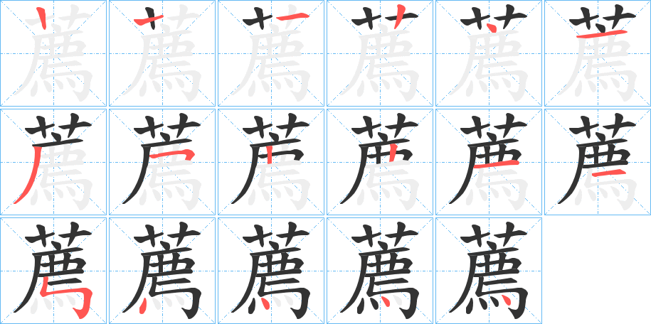 薦字的笔顺分布演示