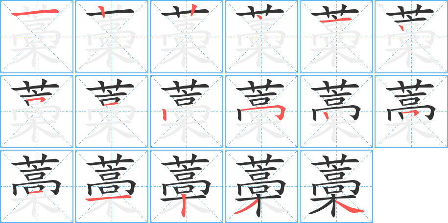 藁字的笔顺分布演示