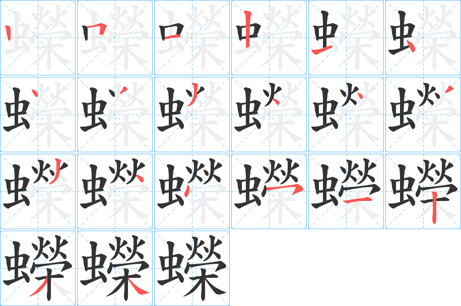 蠑字的笔顺分布演示