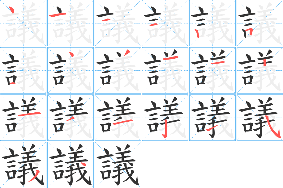 議字的笔顺分布演示