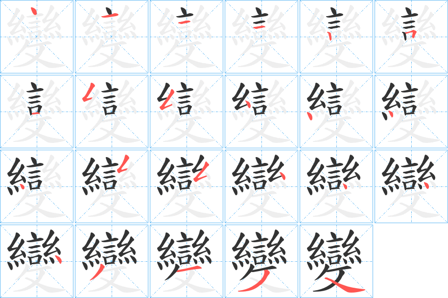 變字的笔顺分布演示