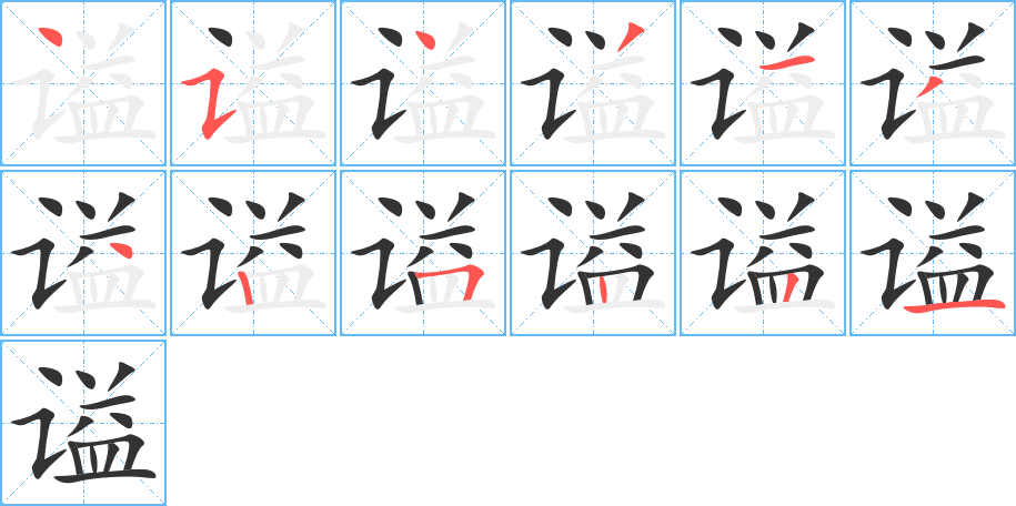 谥字的笔顺分布演示